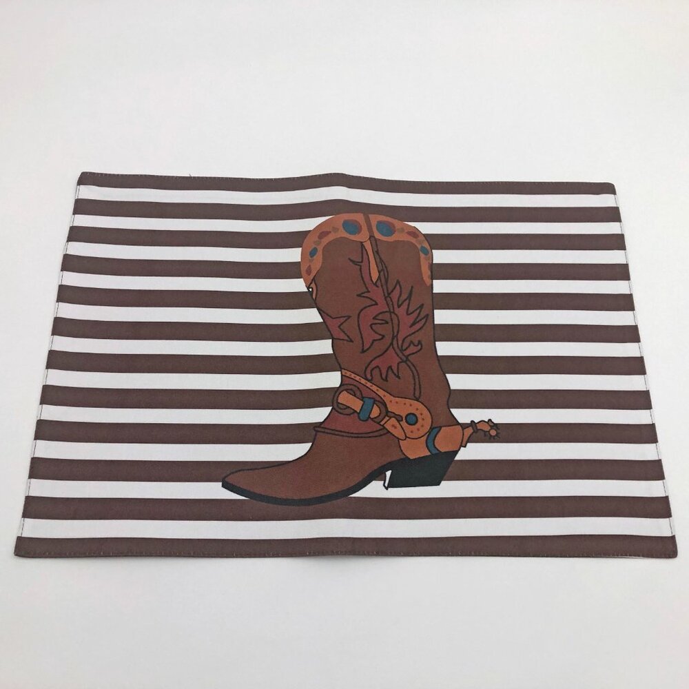 Cowboy Boot and Stripes Printed Placemat 13x19 inches